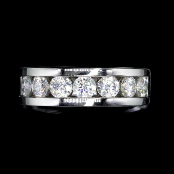Men’s 2 Carat Certified Diamond Moissanite Half Eternity Wedding Band Ring